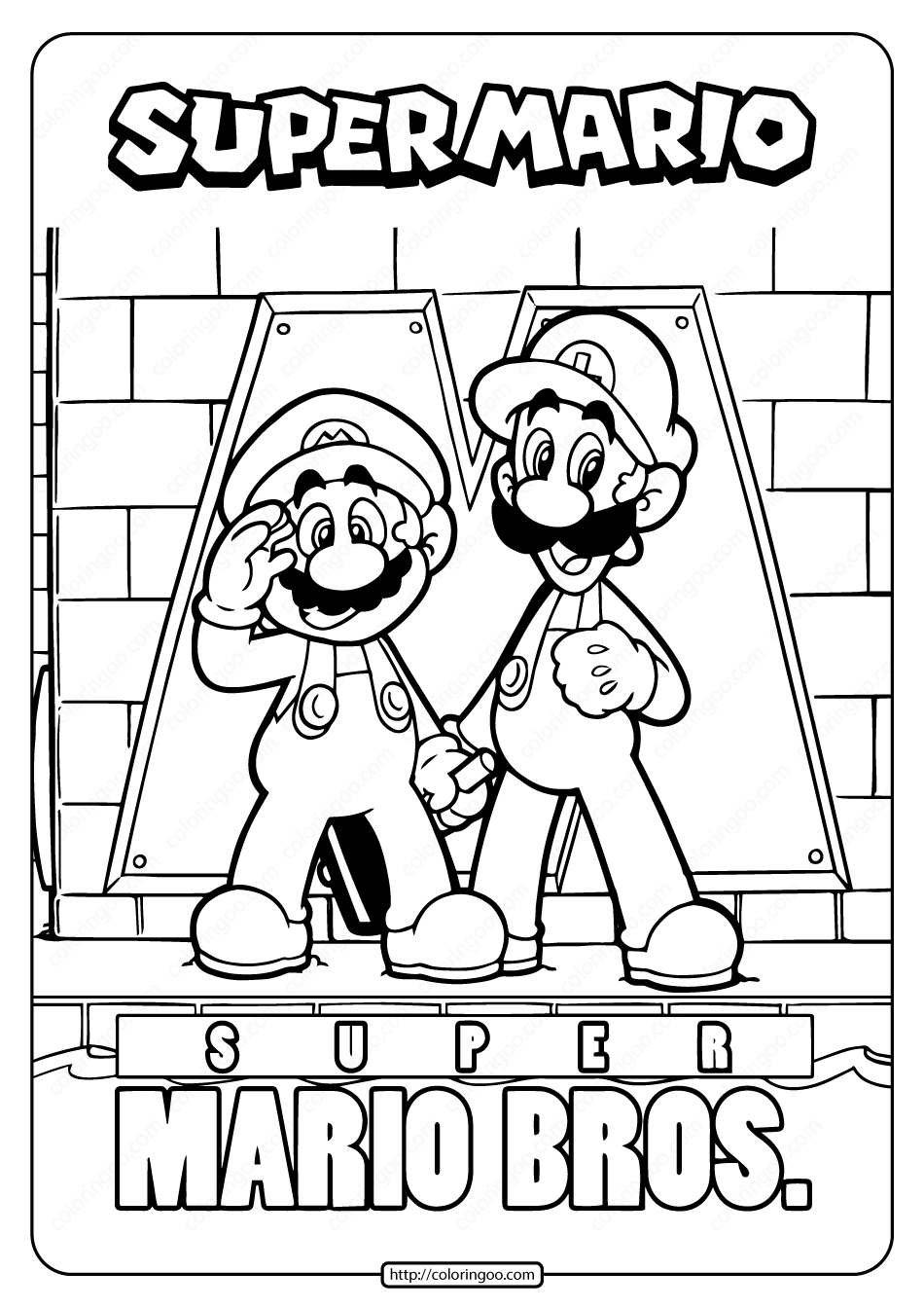 Free Printable Super Mario Bros Coloring Page pertaining to Free Mario Coloring Pages Printable