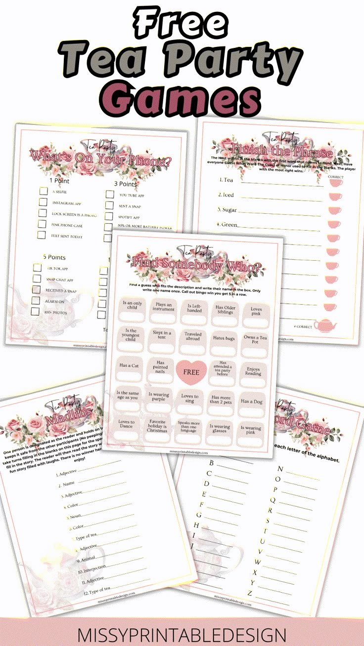 Free Printable Tea Party Games - Missyprintabledesign pertaining to Free Printable Tea Party Games