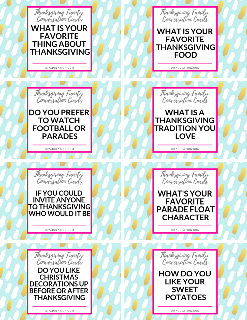 Free Printable Thanksgiving Family Dinner Conversation Cards - Diy within Free Printable Conversation Cards