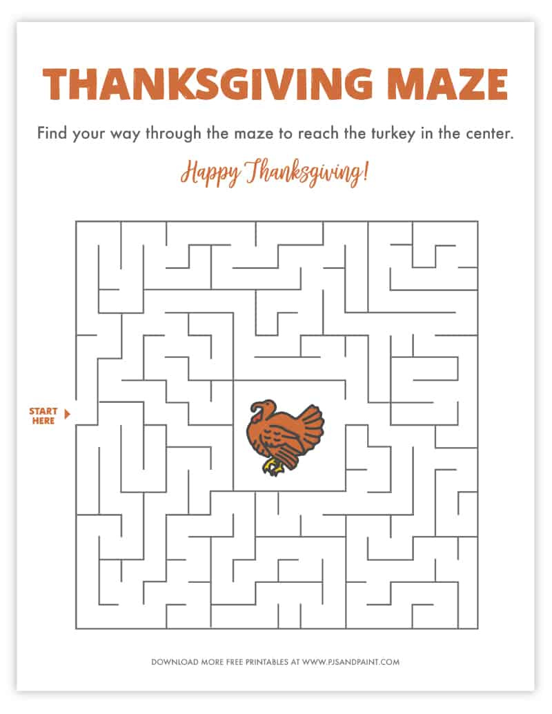 Free Printable Thanksgiving Maze - Thanksgiving Games And Activities with Turkey Maze Free Printable