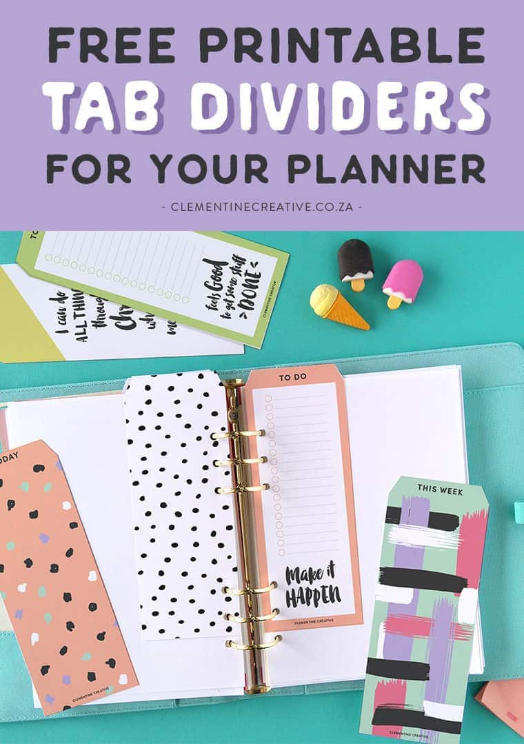 Free Printable Top Tab Dividers For Planners, Diaries And Agendas intended for Free Printable Planner Dividers