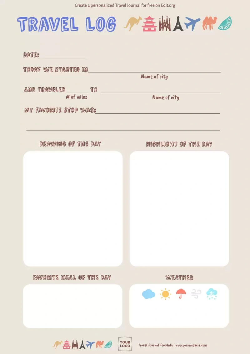 Free Printable Travel Journal Templates with regard to Traveler&amp;amp;#039;s Notebook Free Printables