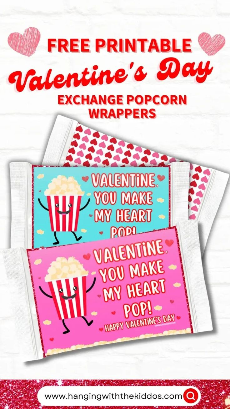 Free Printable Valentine&amp;#039;S Exchange Popcorn Bag Favors inside Free Printable Valentine Popcorn Wrappers