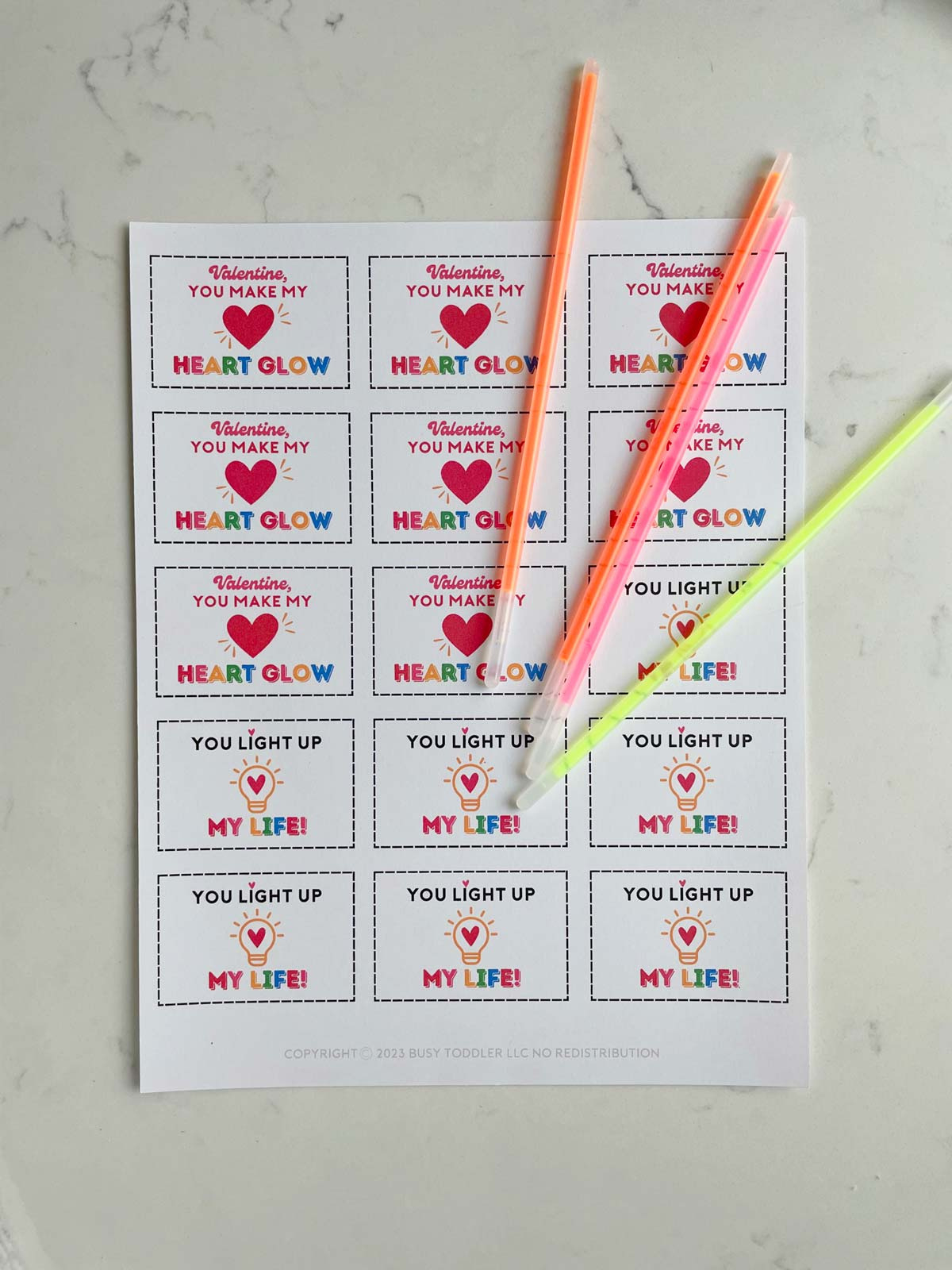 Free Printable Valentines For Kids - Busy Toddler in Glow Stick Valentines Free Printables