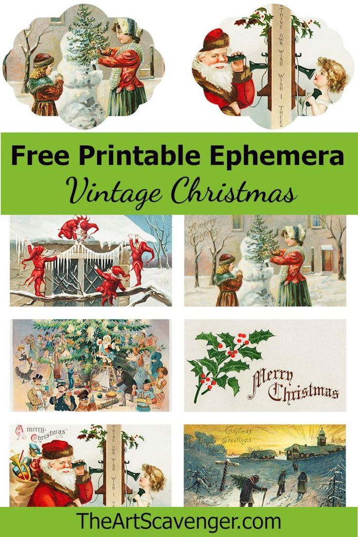 Free Printable Vintage Christmas Illustration Ephemera Sheets with regard to Free Printable Christmas Ephemera