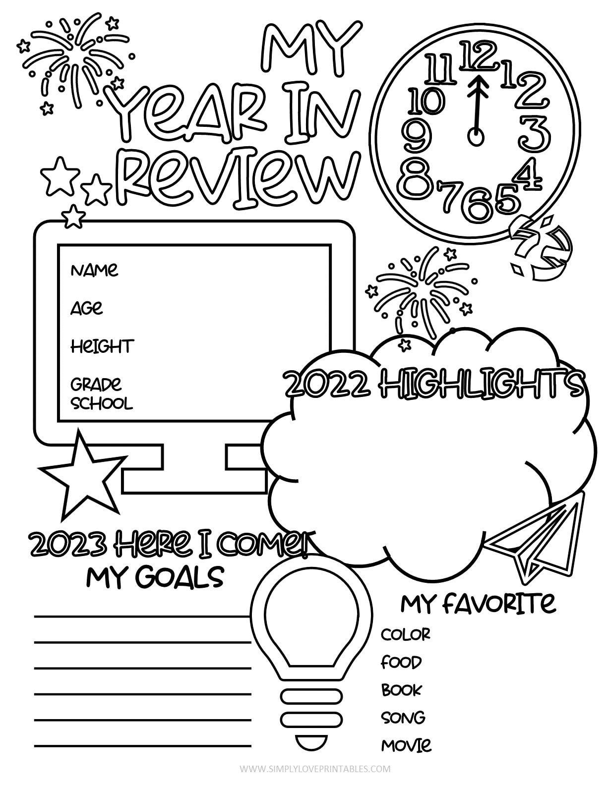 Free Printable Year In Review For Kids | Simply Love Printables inside 2022 Year In Review Printable