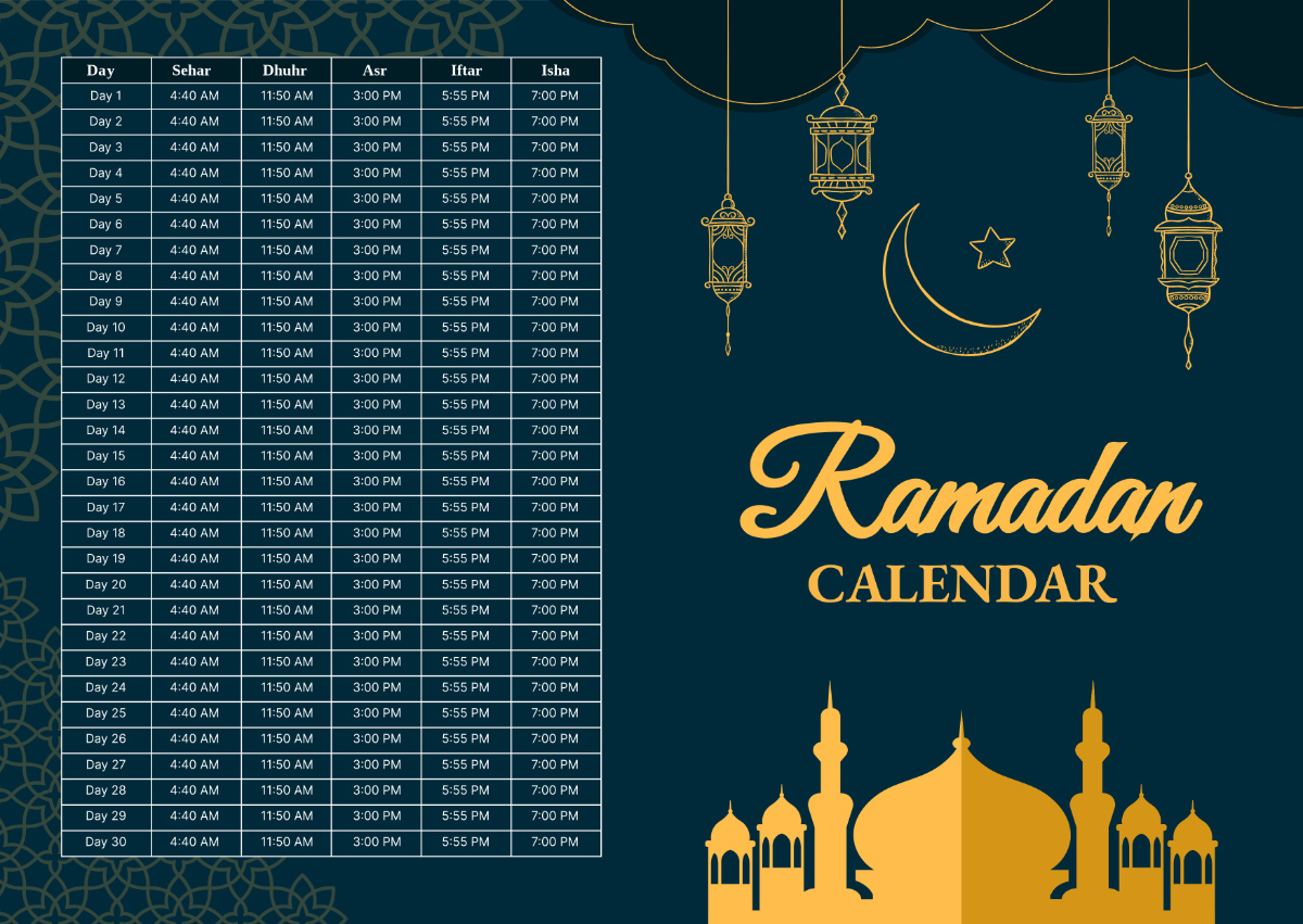 Free Ramadan Islamic Calendar Template To Edit Online pertaining to Free Ramadan Calendar Printables