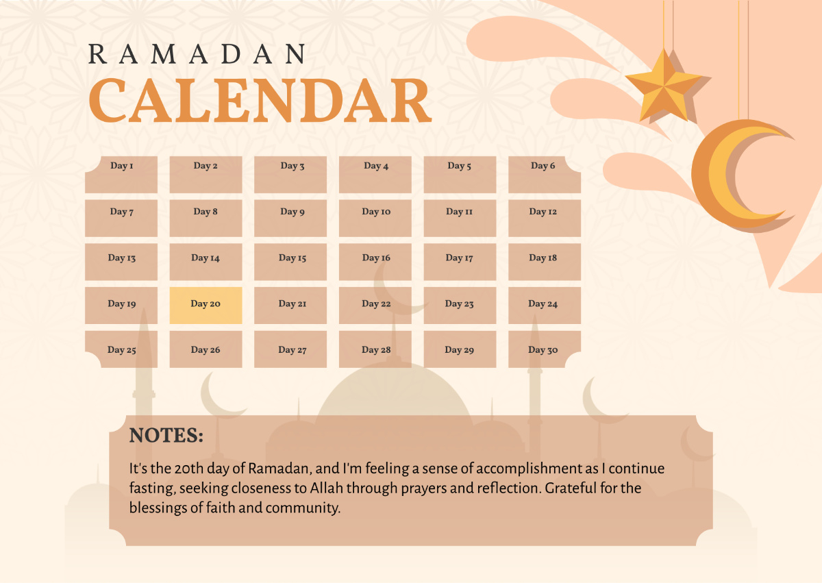 Free Ramadan Journal With Calendar Template To Edit Online with Free Ramadan Printables 2025