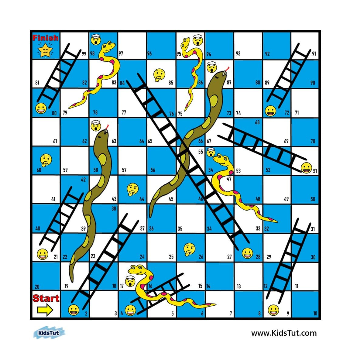 Free Snake And Ladder Game Board Templates! - Kidstut pertaining to Chutes and Ladders Game Board Printable