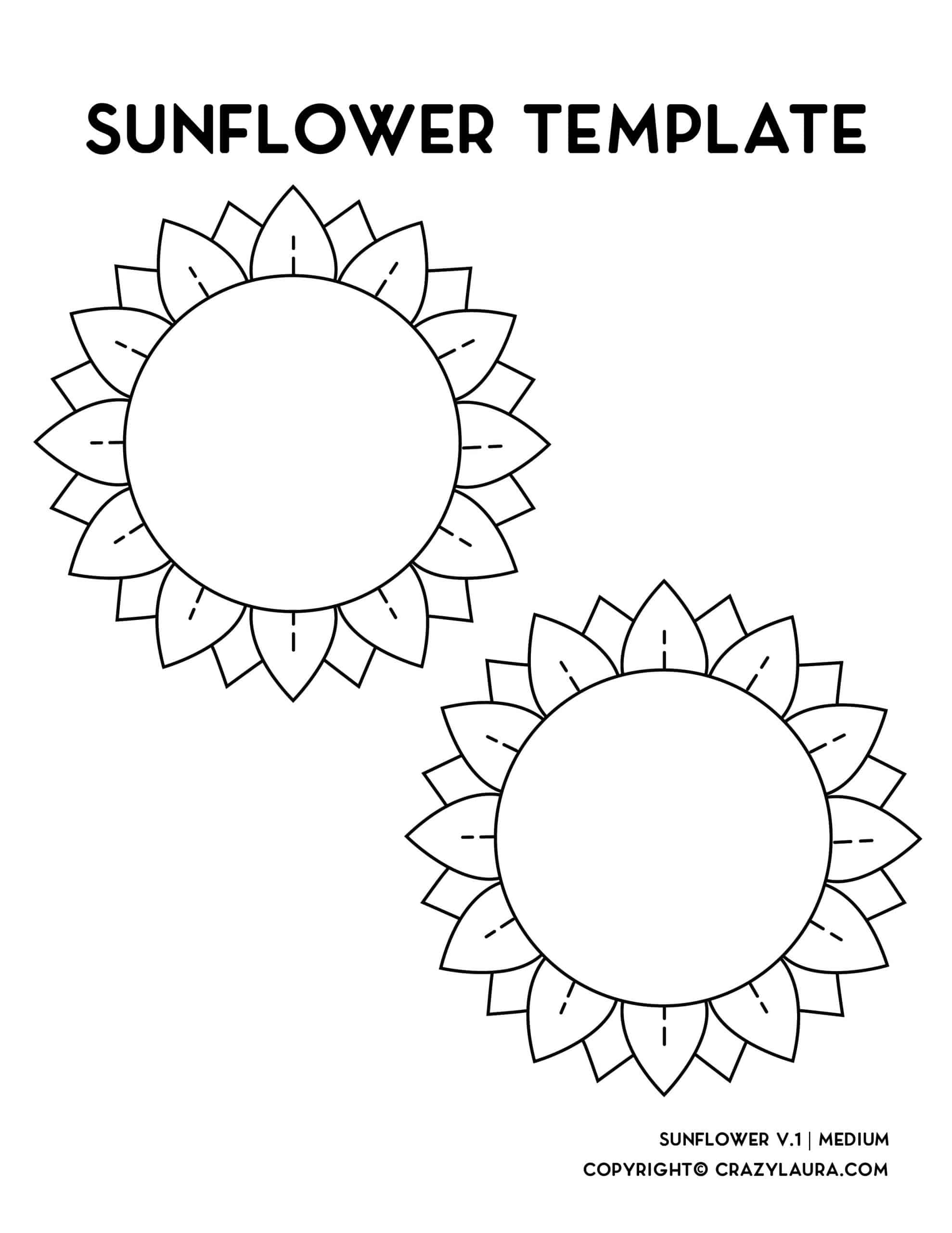 Free Sunflower Template &amp;amp; Stencil Outlines - Crazy Laura inside Printable Stencil Sunflower Outline