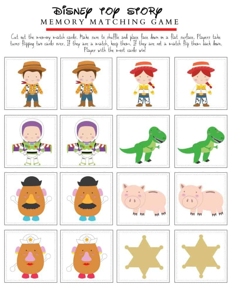 Free Toy Story Memory Game Printable Inspiredpixar - Hispana in Memory Game Printable Free