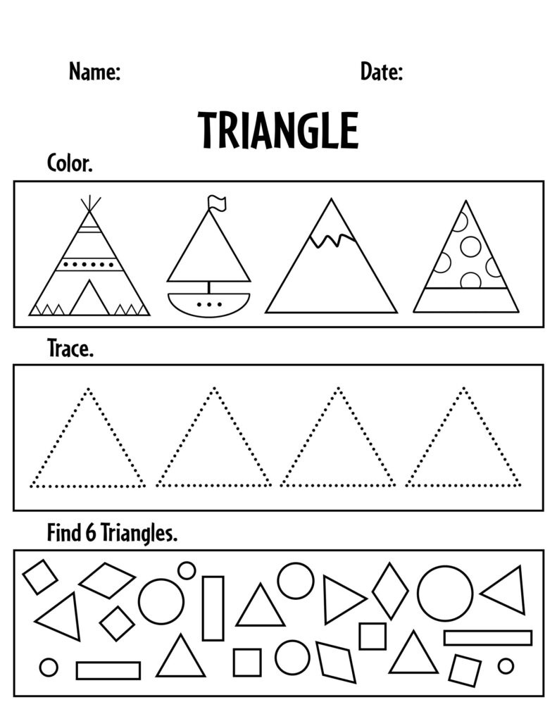 Free Triangle Worksheets For Preschool! ⋆ The Hollydog Blog with Free Printable Triangle Worksheet Preschool