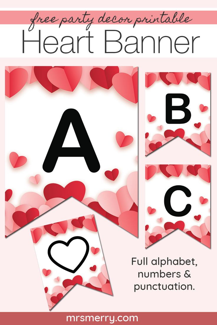 Free Valentines Day Printable - Hearts Letters Banner - Mrs. Merry pertaining to Free Printable Valentines Day Banner Printable