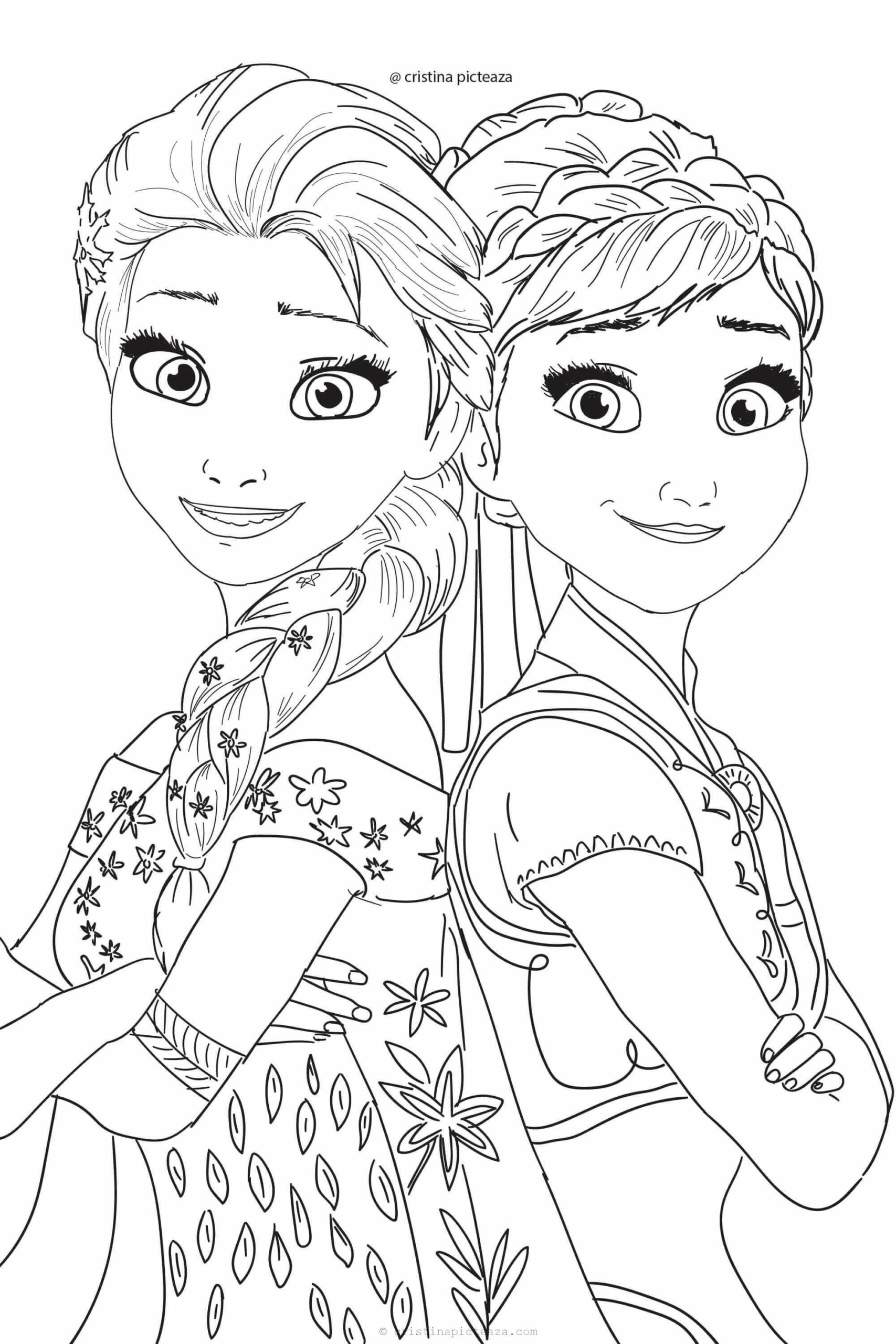 Frozen 2 Coloring Pages – Elsa And Anna Coloring throughout Free Printable Print Frozen 2 Coloring Pages Elsa Hair Down