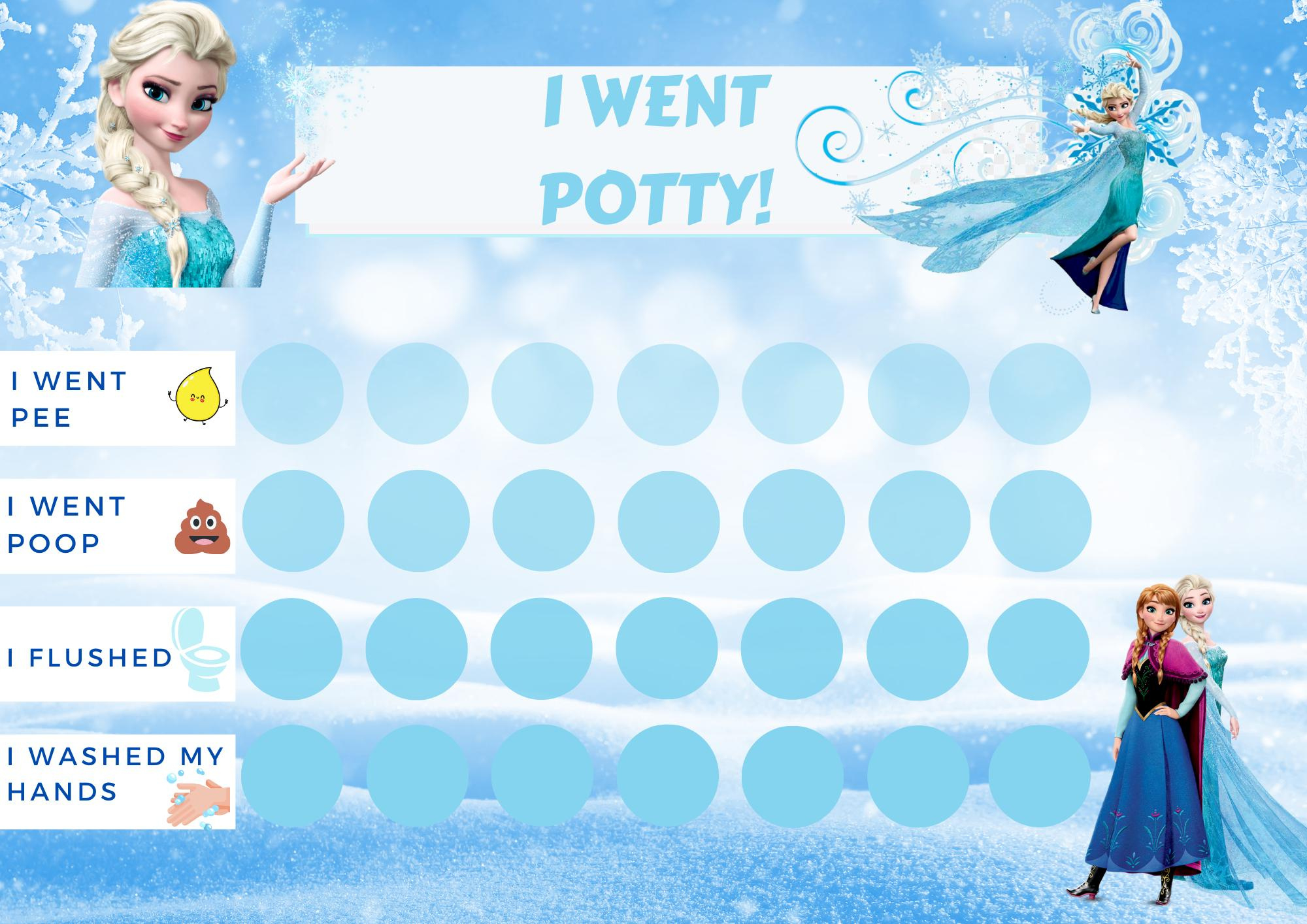 Frozen Potty Training Chart Printable, Toilet Training Chart in Free Printable Frozen Potty Training Chart
