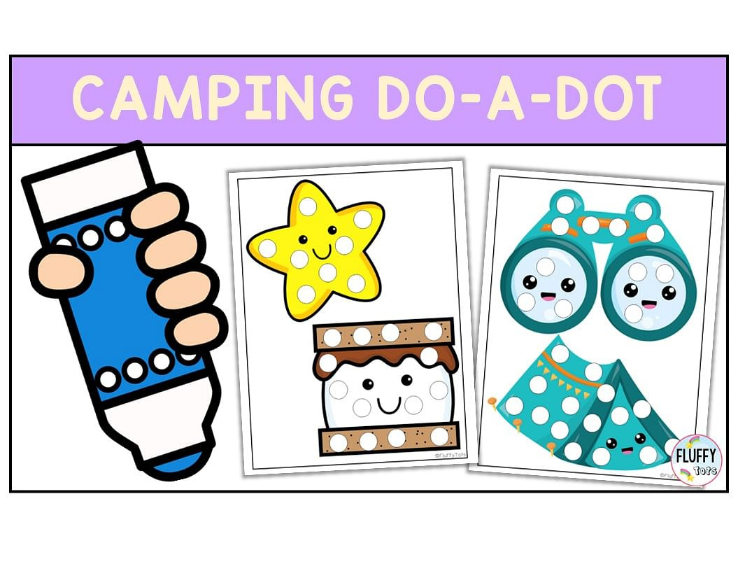 Fun Camping Dot Printables For Kids - Fluffytots with Camping Do a Dot Printables