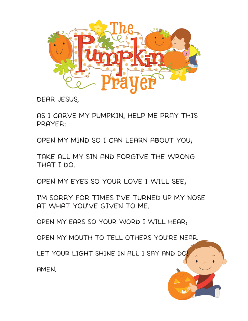 Fun Pumpkin Prayer Printable Activity For Kids (Free) • Faith throughout Free Printable Pumpkin Gospel Printable