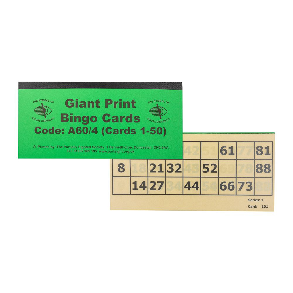 Giant Bingo Cards intended for Bingo Cards For Visually Impaired
