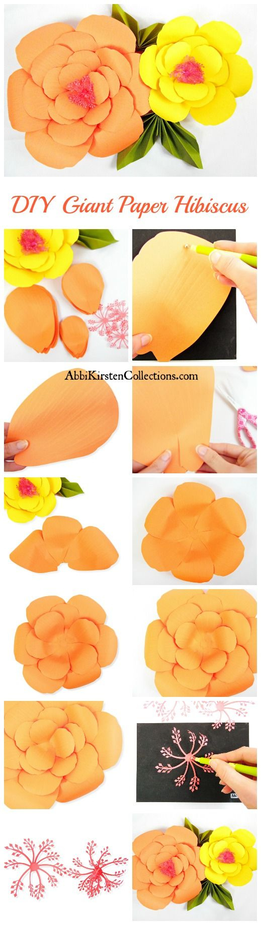 Giant Hibiscus Paper Flower Tutorial (+ Video) | Abbi Kirsten with regard to Printable Hibiscus Paper Flower Template Free