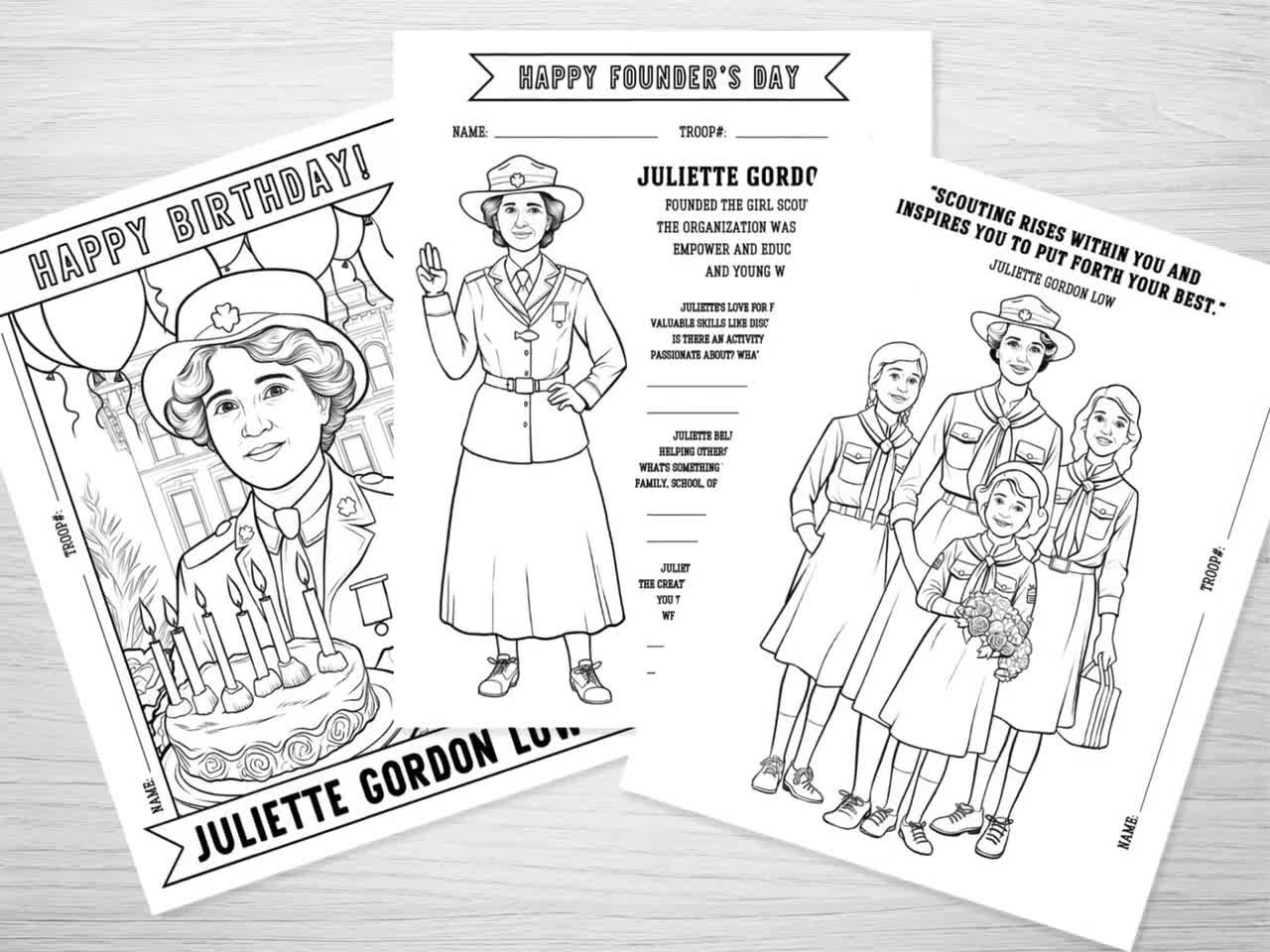 Girl Scout Juliette Gordon Low Coloring Craft Activity, Girl Scouts Founder&amp;#039;S Day Activities, Founders Day, Juliette Gordon Low Birthday regarding Juliette Gordon Low Printables