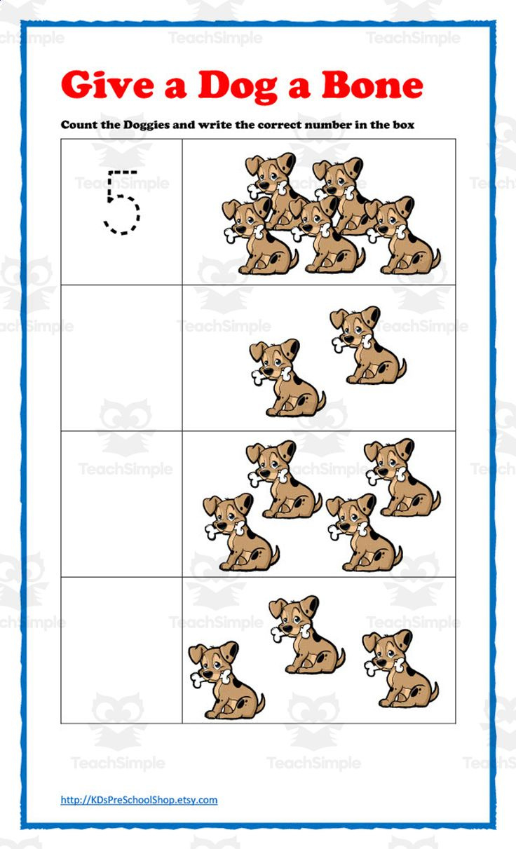 Give A Dog A Bone | Animal Math Worksheets in Counting Dogs Worksheet Printable
