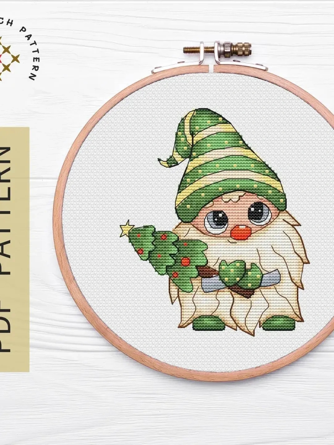 Gnome Cross Stitch Pattern Pdf, Scandinavian Gnome Cross Stitch throughout Free Printable Gnome Cross Stitch Patterns