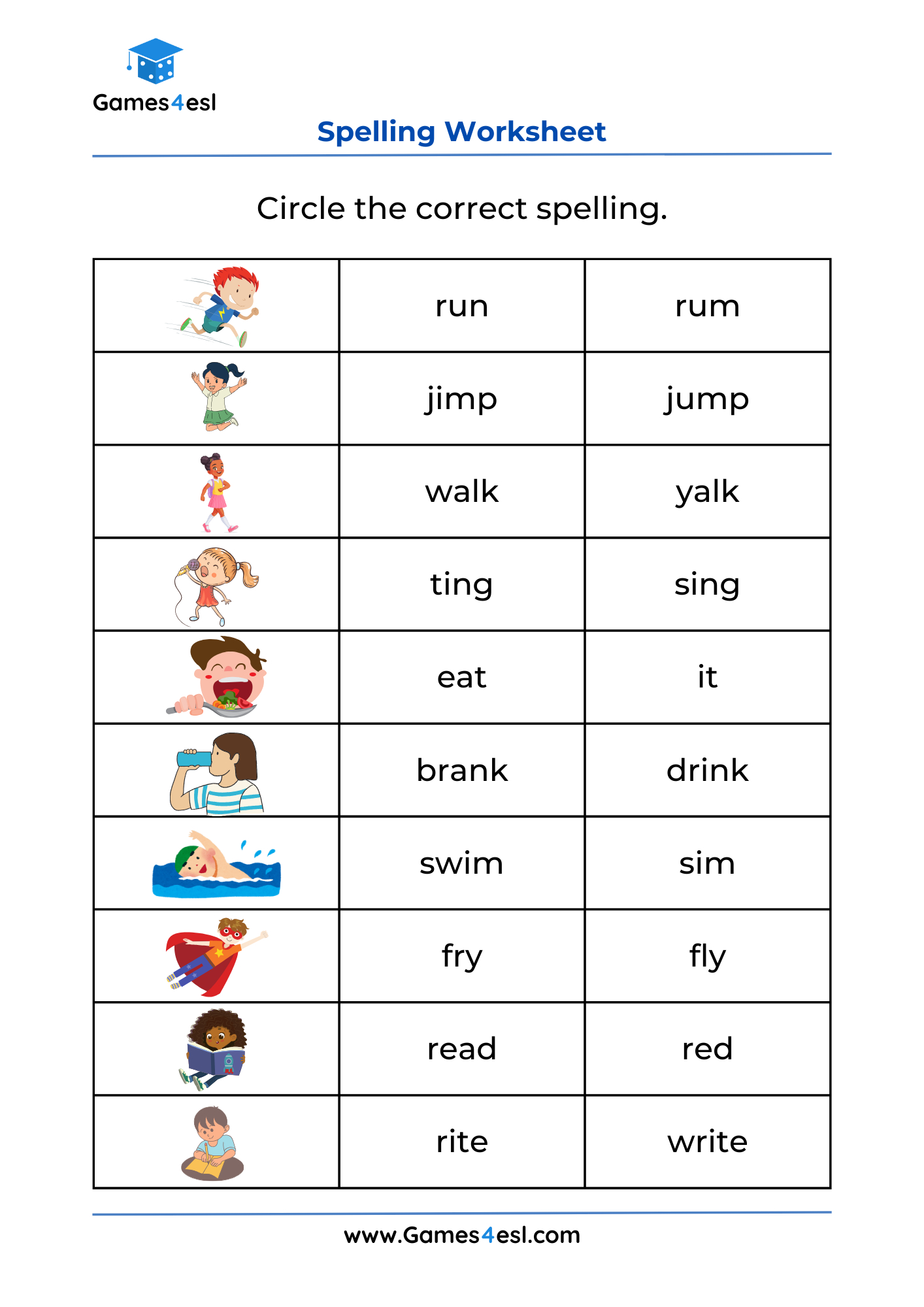 Grade 1 Spelling Worksheets | Games4Esl with Vocabulary Printable Worksheets For Grade 1