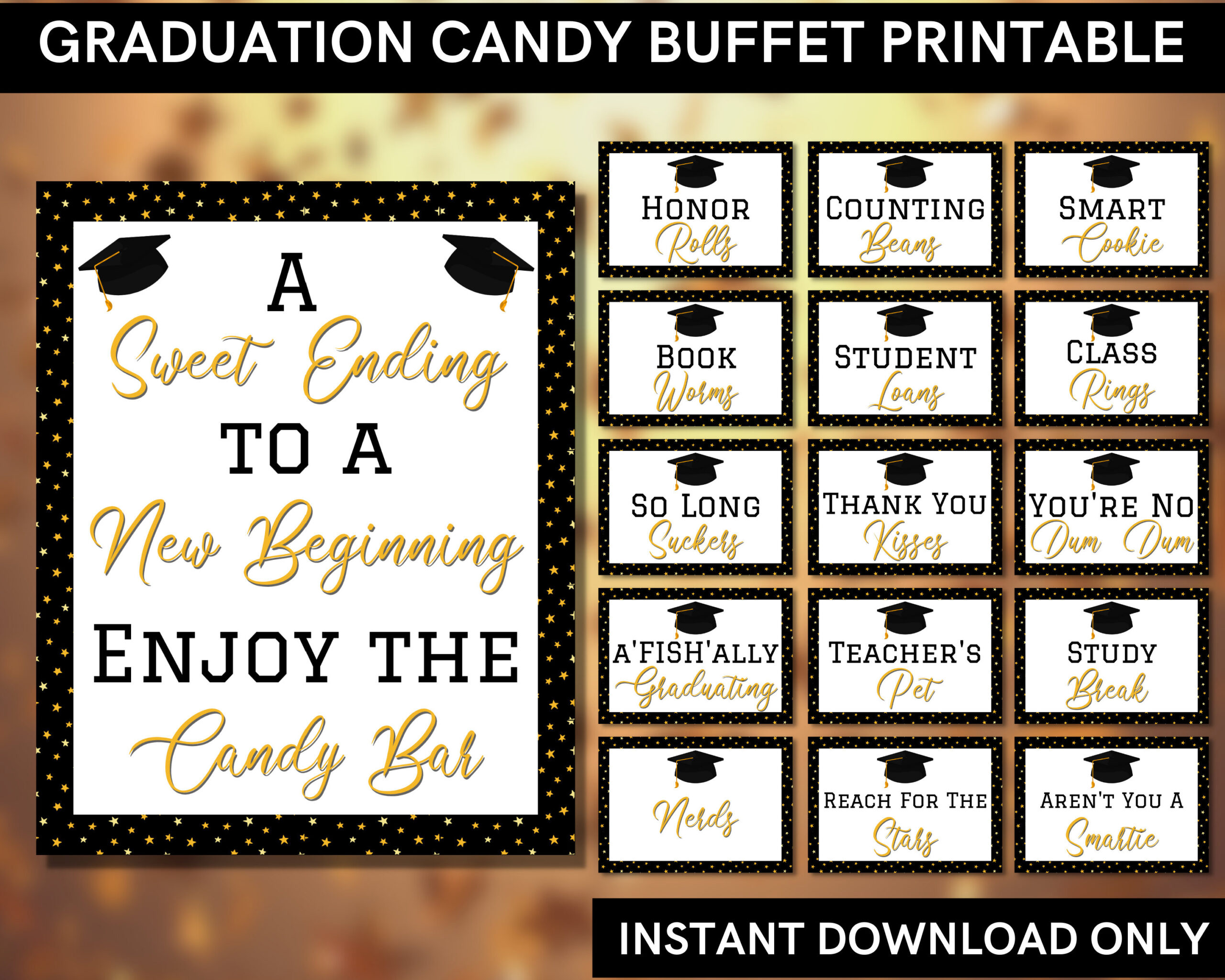 Graduation Candy Buffet Signs Printable- Grad Party Decoration For in Free Printable Graduation Candy Buffet Signs