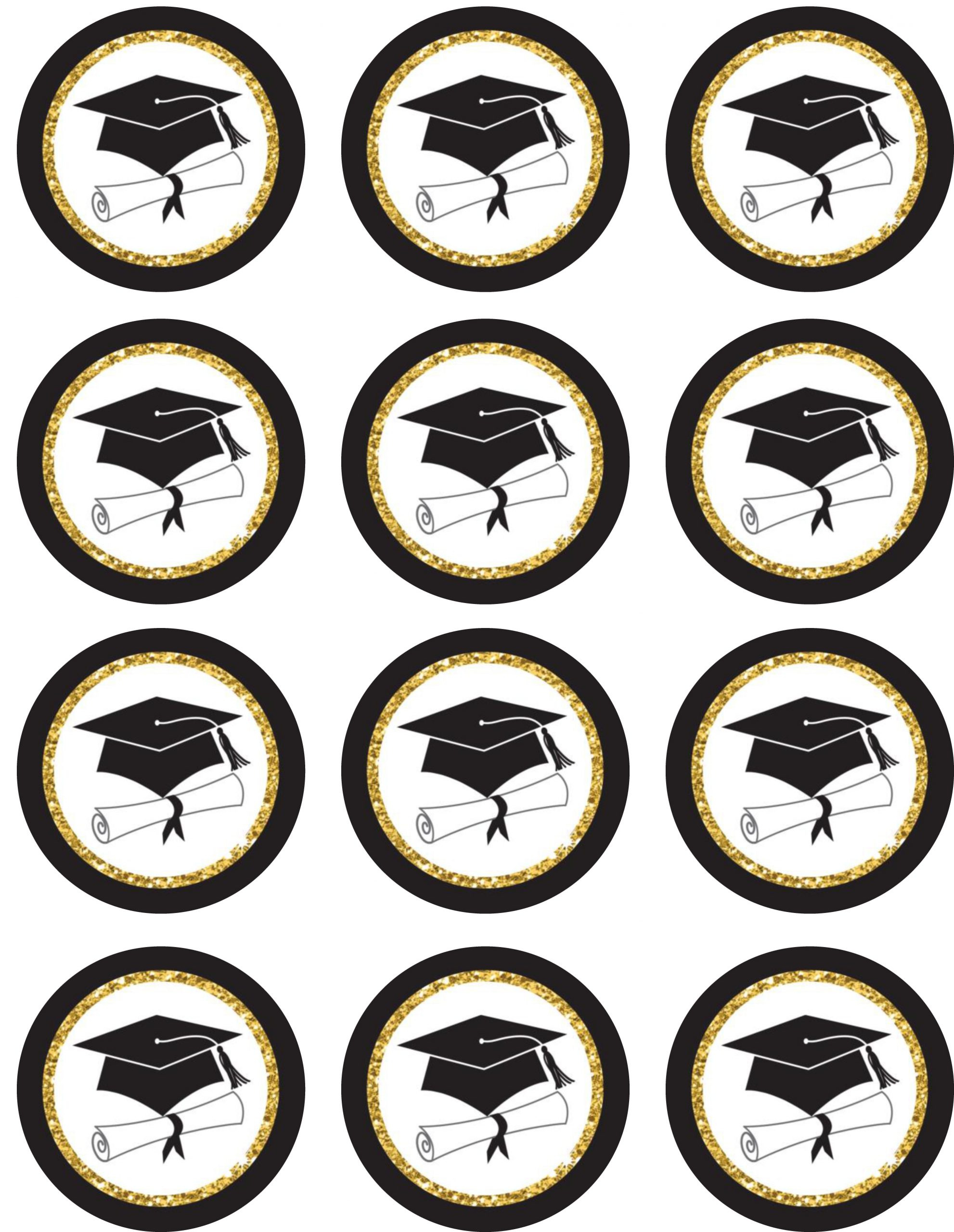 Graduation | Grad Cap With Gold | Cupcake Toppers – Shore Cake Supply with regard to Printable Graduation Cupcake Toppers