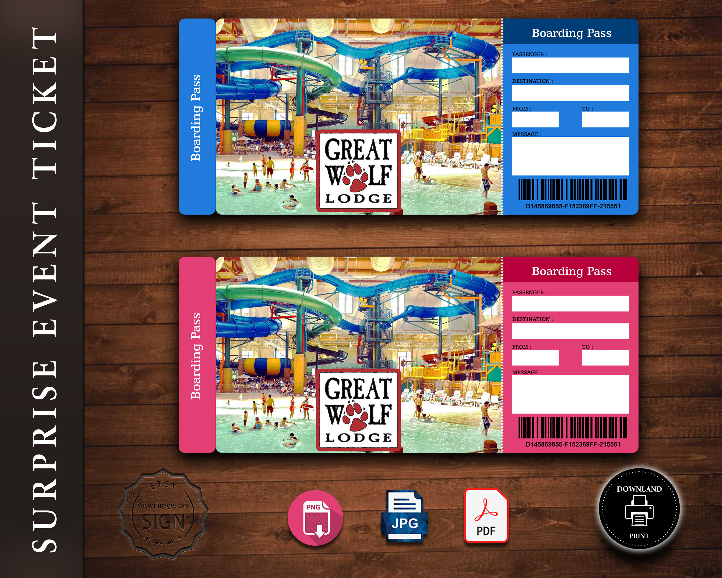 Great Wolf Lodge Surprise Trip Reveal Tickets, Printable Surprise for Great Wolf Lodge Surprise Printable Free