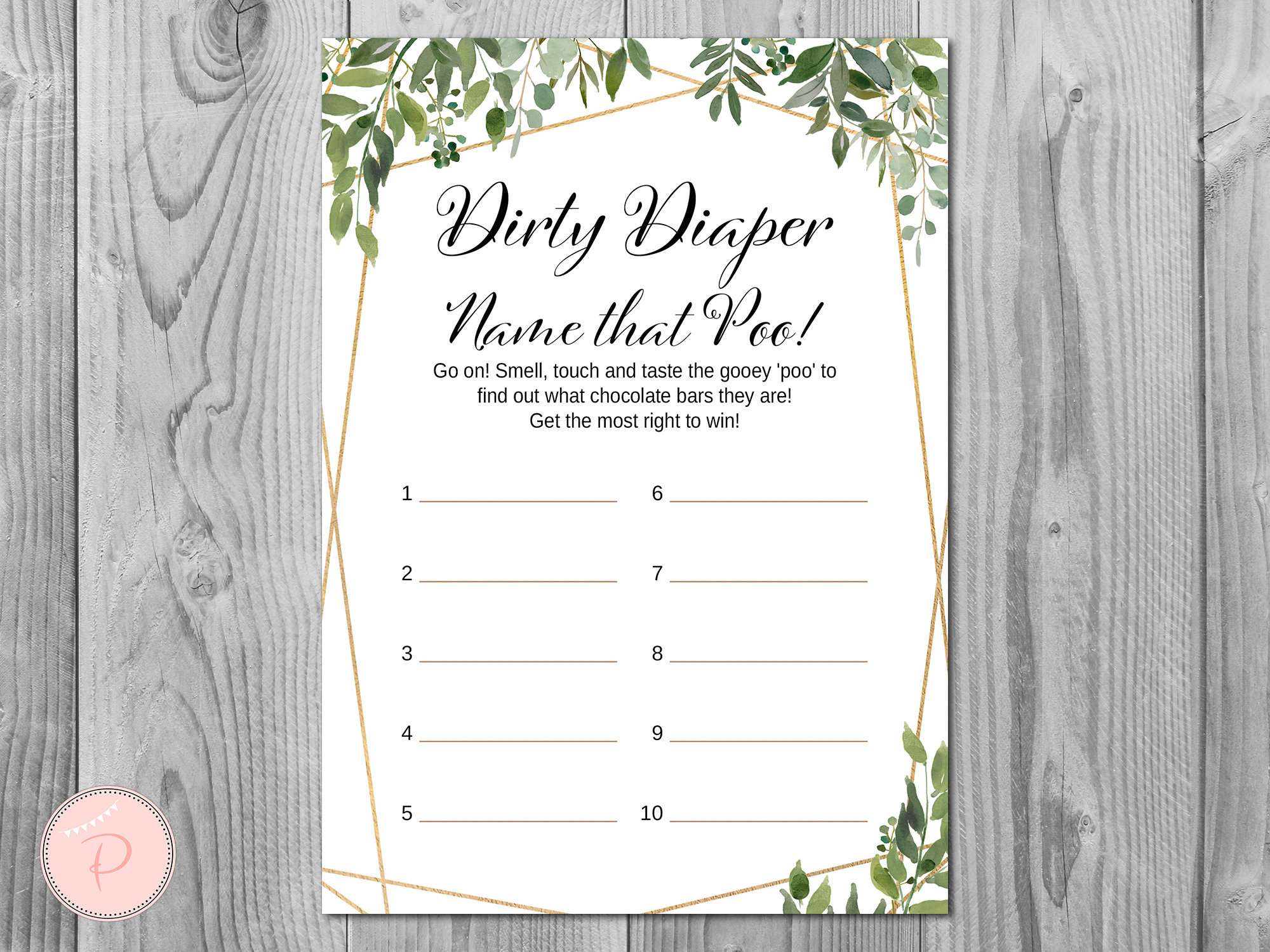 Greenery Dirty Diaper Game, Dirty Diaper, Guess The Sweet Mess regarding Dirty Diaper Game Free Printable