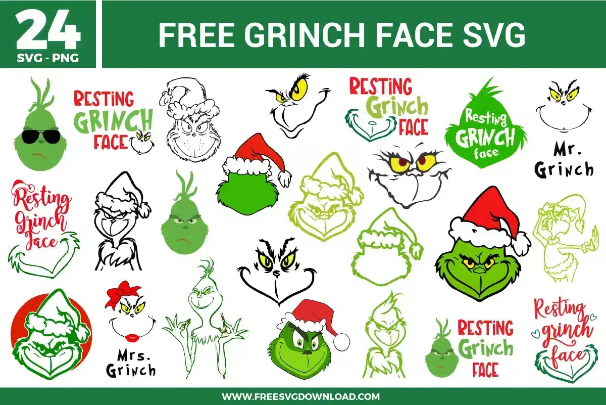 Grinch Face Free Svg Files | Free Svg Download with Grinch Face Stencil Free Printable