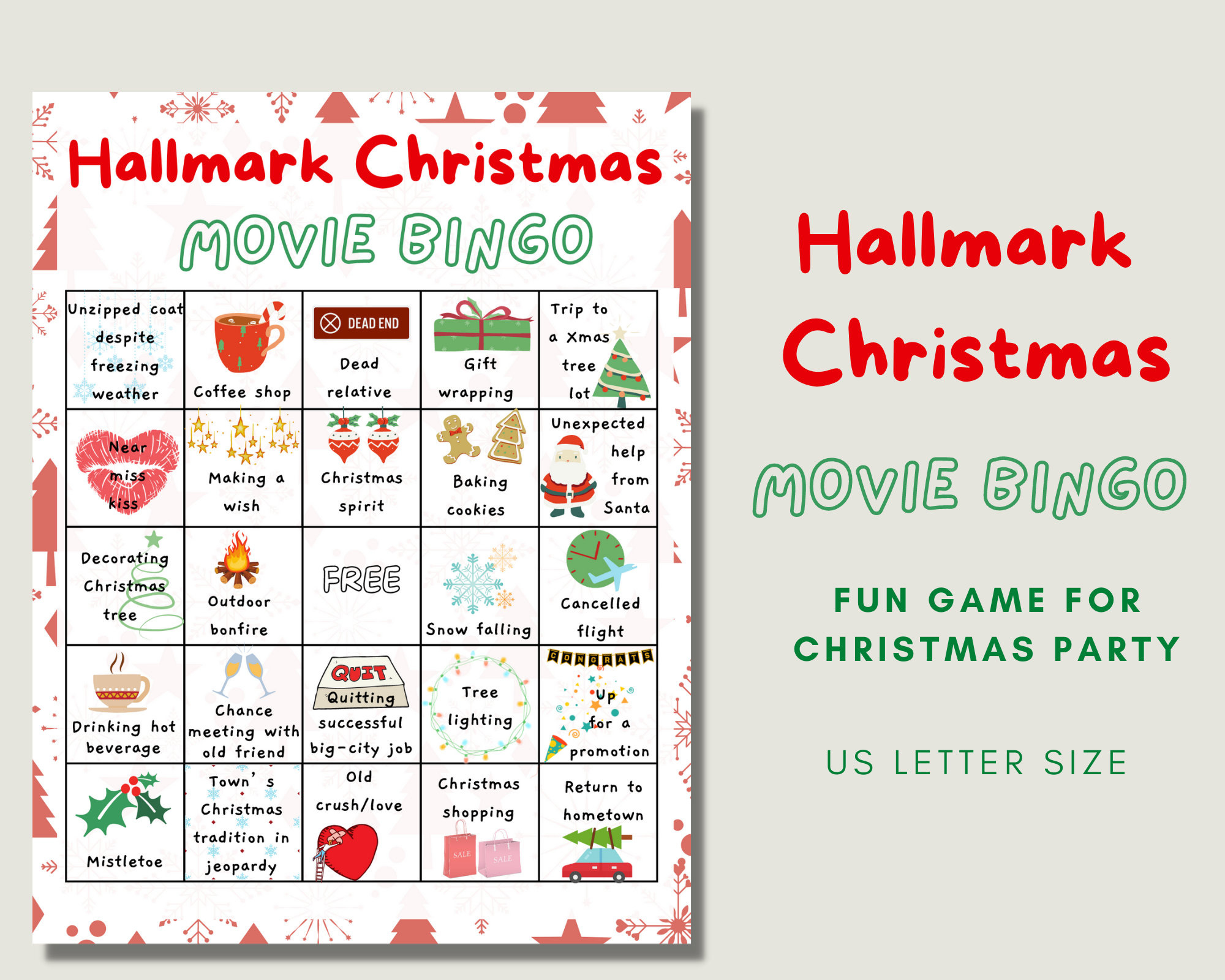 Hallmark Christmas Movie Bingo, Printable Christmas Bingo Cards throughout Christmas Movie Bingo Cards