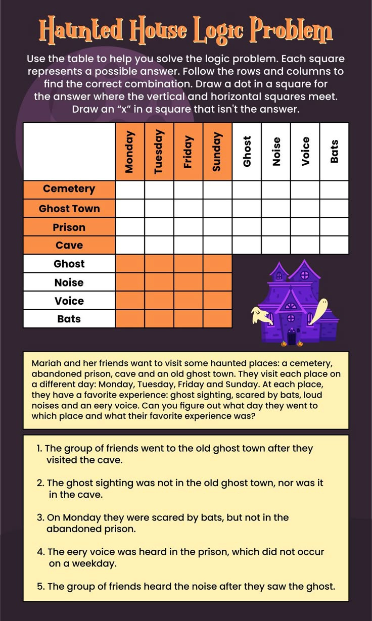 Halloween Logic Puzzles - 15 Free Pdf Printables | Printablee throughout Halloween Logic Puzzle Printable