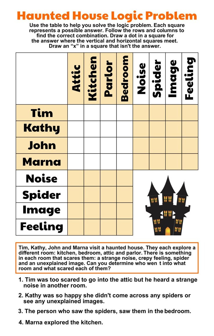 Halloween Logic Puzzles - 15 Free Pdf Printables | Printablee with Halloween Logic Puzzle Printable