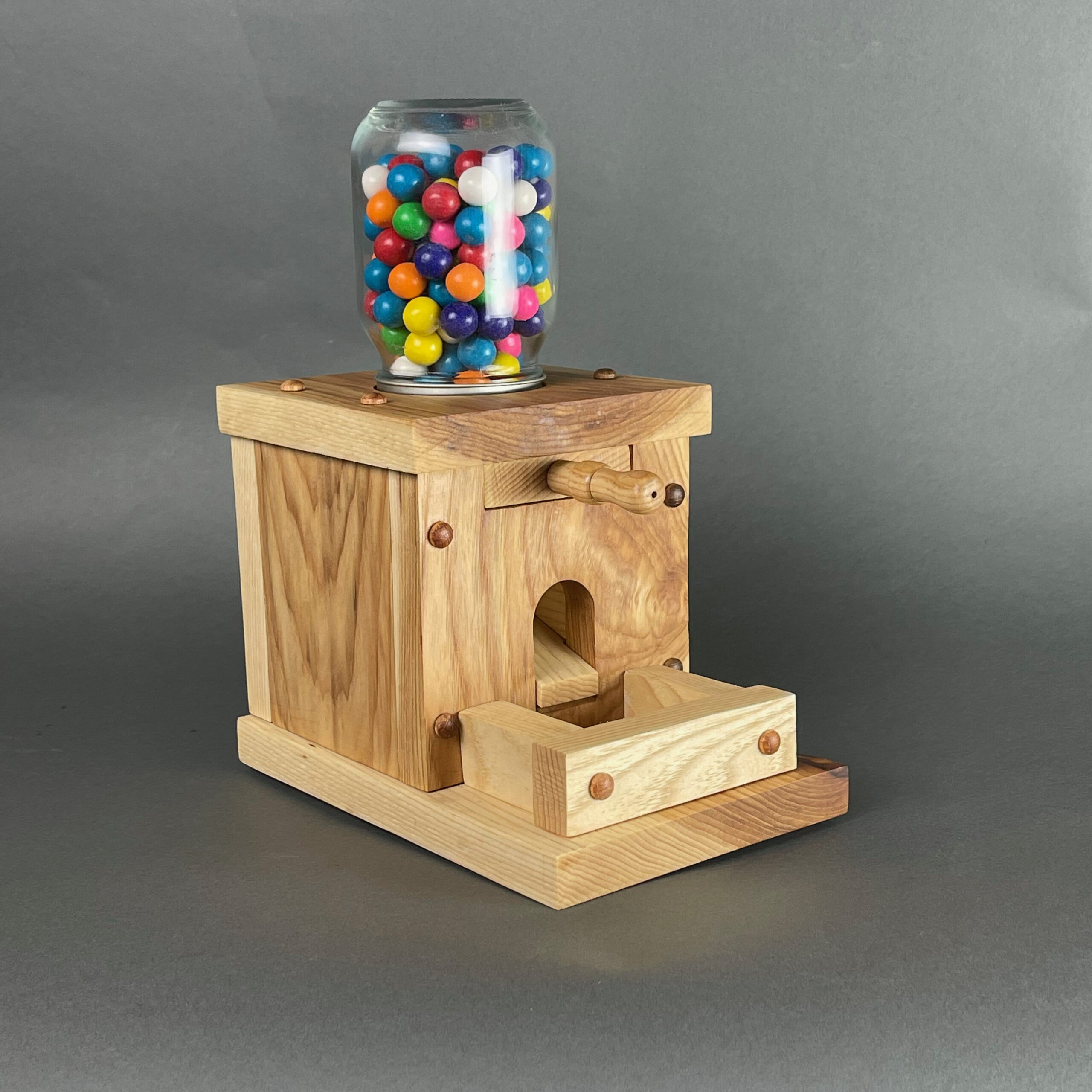 Handmade Gumball Machine / Candy Dispenser; Heartwood Hickory inside Free Printable Wooden Gumball Machine Plans