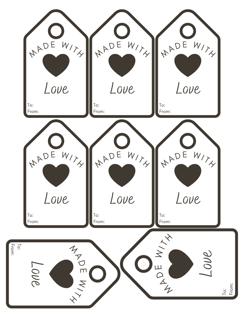 Handmade With Love Tags - Jenn Giam Smith for Made with Love Tags Printable
