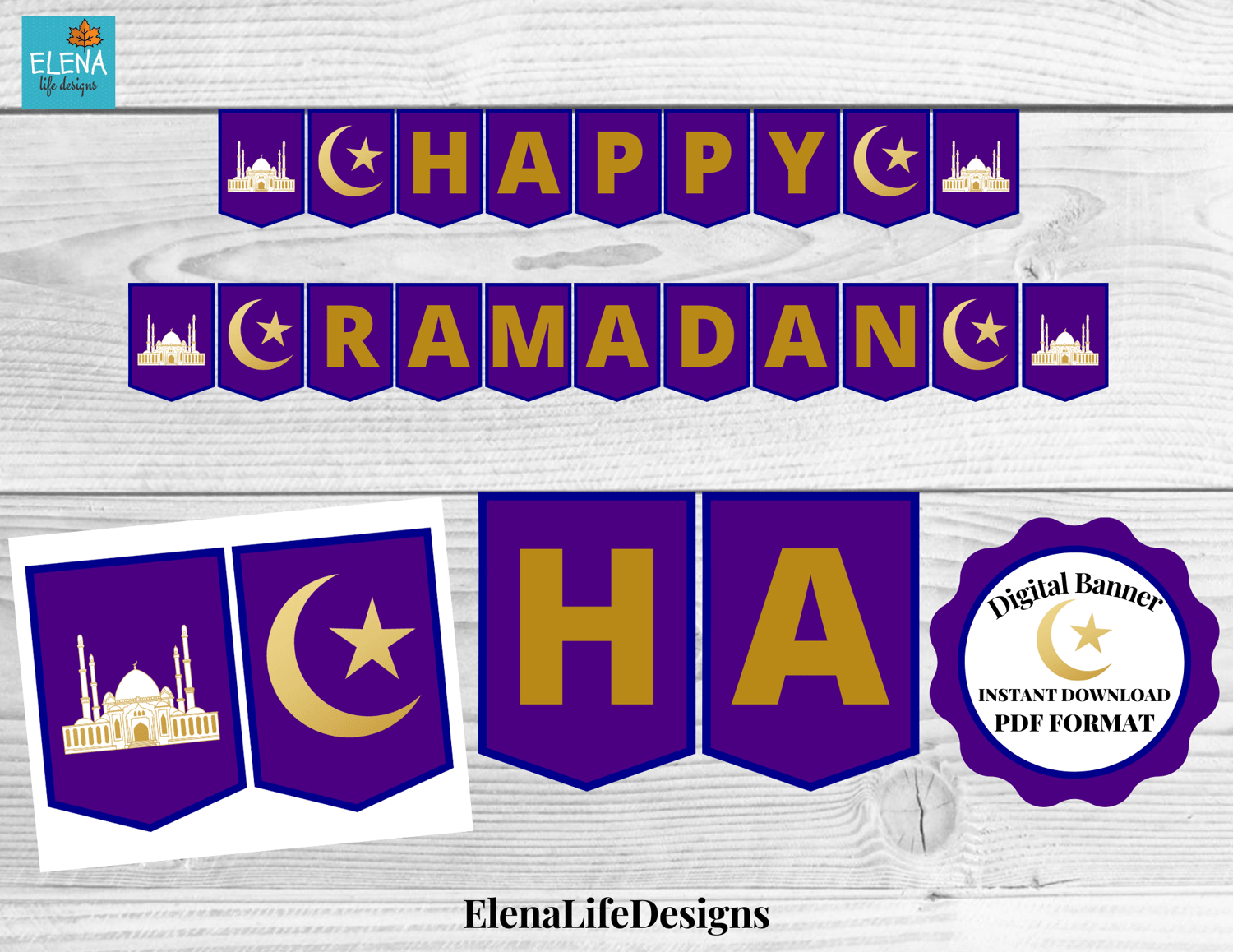 Happy Ramadan Digital Banner - Instant Download - Printable Happy pertaining to Ramadan Decorations Printable