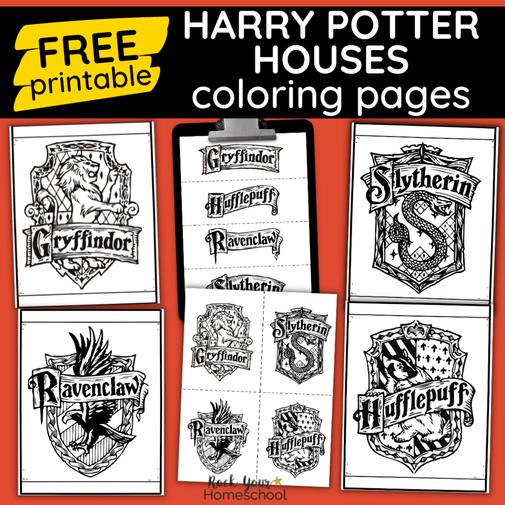 Harry Potter Houses Coloring Pages For Magical Fun (Free) with Hogwarts House Crests Printable Free