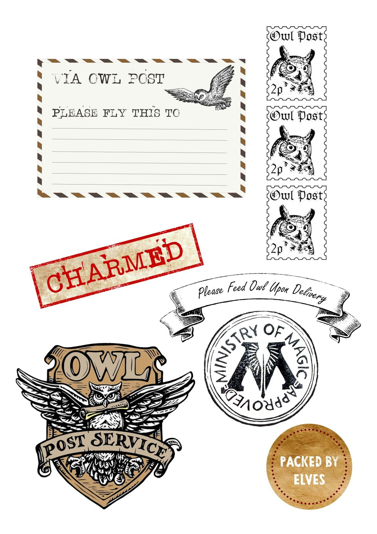 Harry Potter Owl Post Stickers throughout Harry Potter OWL Post Printable