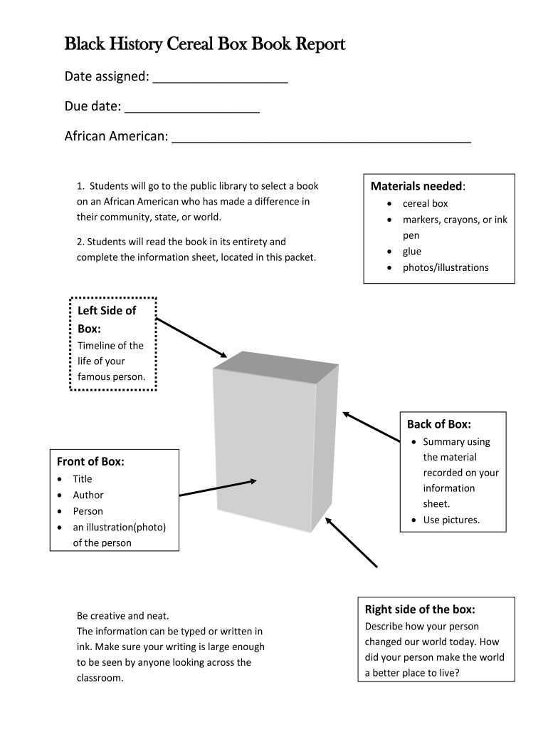 History Cereal Box Report - Fill Online, Printable, Fillable in Printable Cereal Box Book Report Template Free