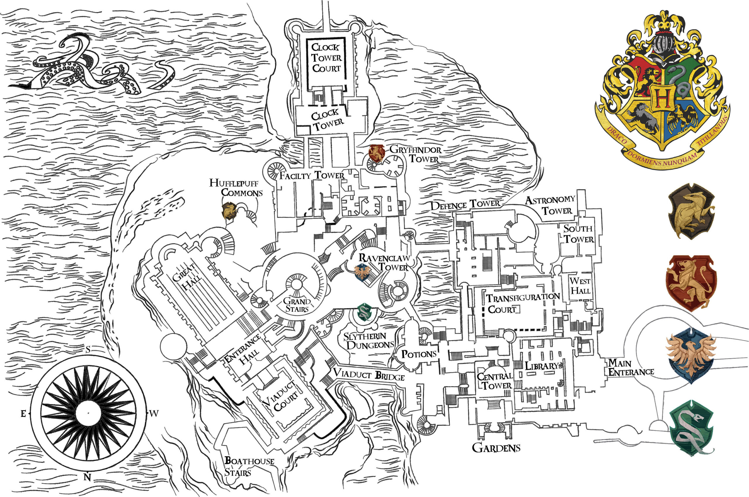 Hogwarts Map - Digital Download - Digital Prints - Etsy in Printable Map of Hogwarts