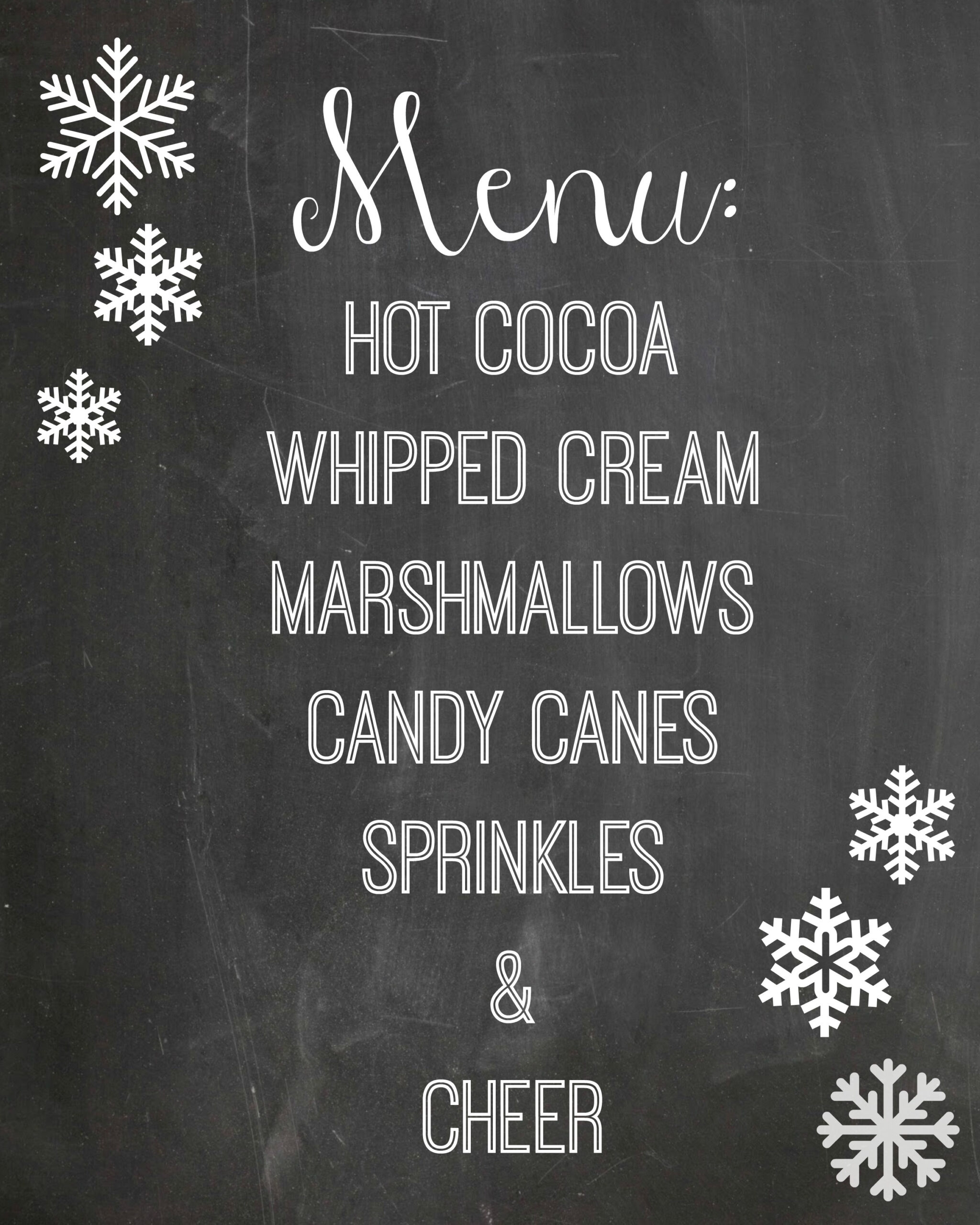 Hot Cocoa Station Free Chalkboard Printable – Twelveoeight inside Free Hot Chocolate Printables