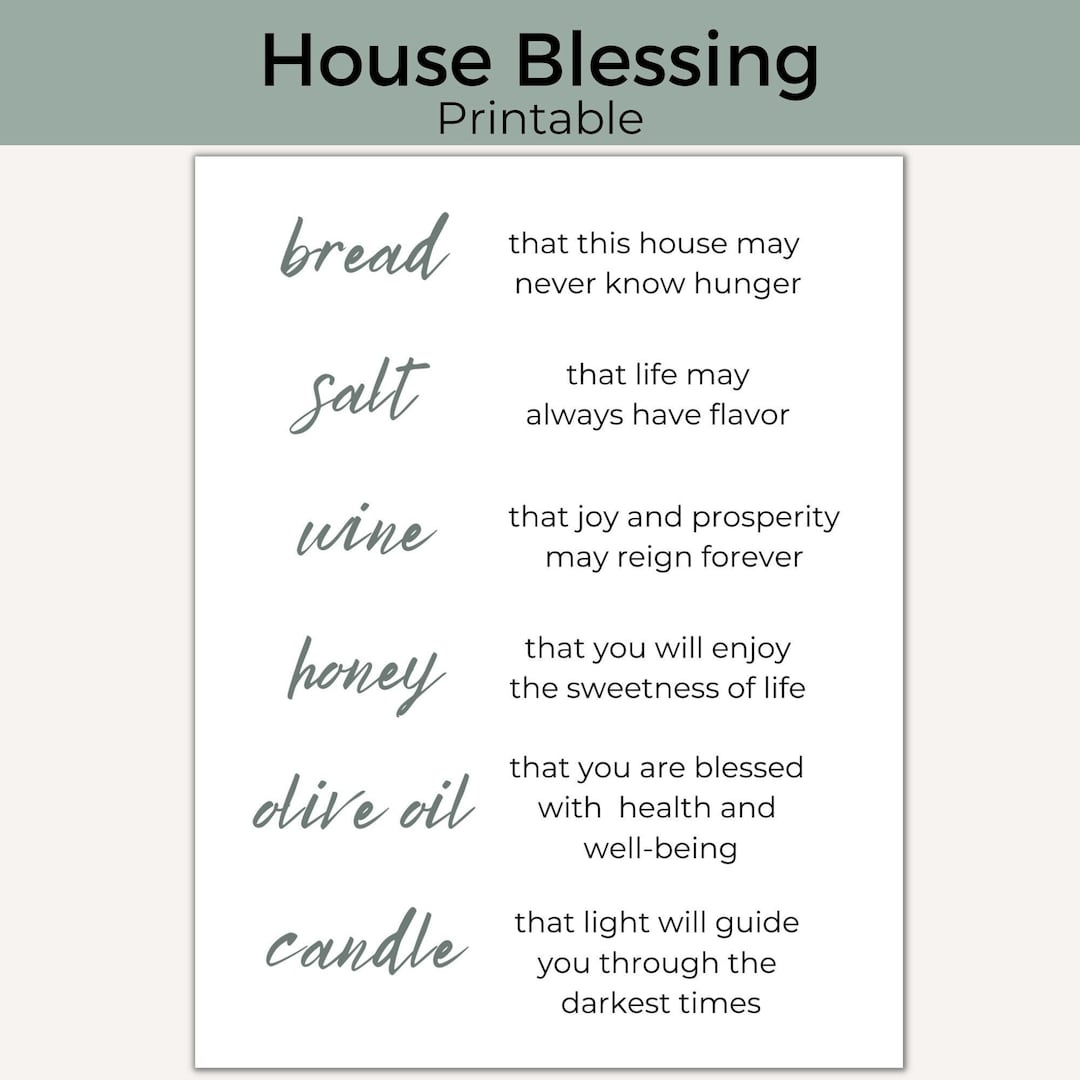 Housewarming Printable| House Blessing Printable| Bread, Salt pertaining to Bread Salt Wine Printable Free