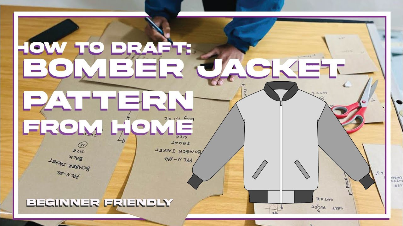 How To Draft: Bomber Jacket Pattern (Printable Pdf Included) At Home. Beginner Friendly Tutorial for Printable Bomber Jacket Pattern Free