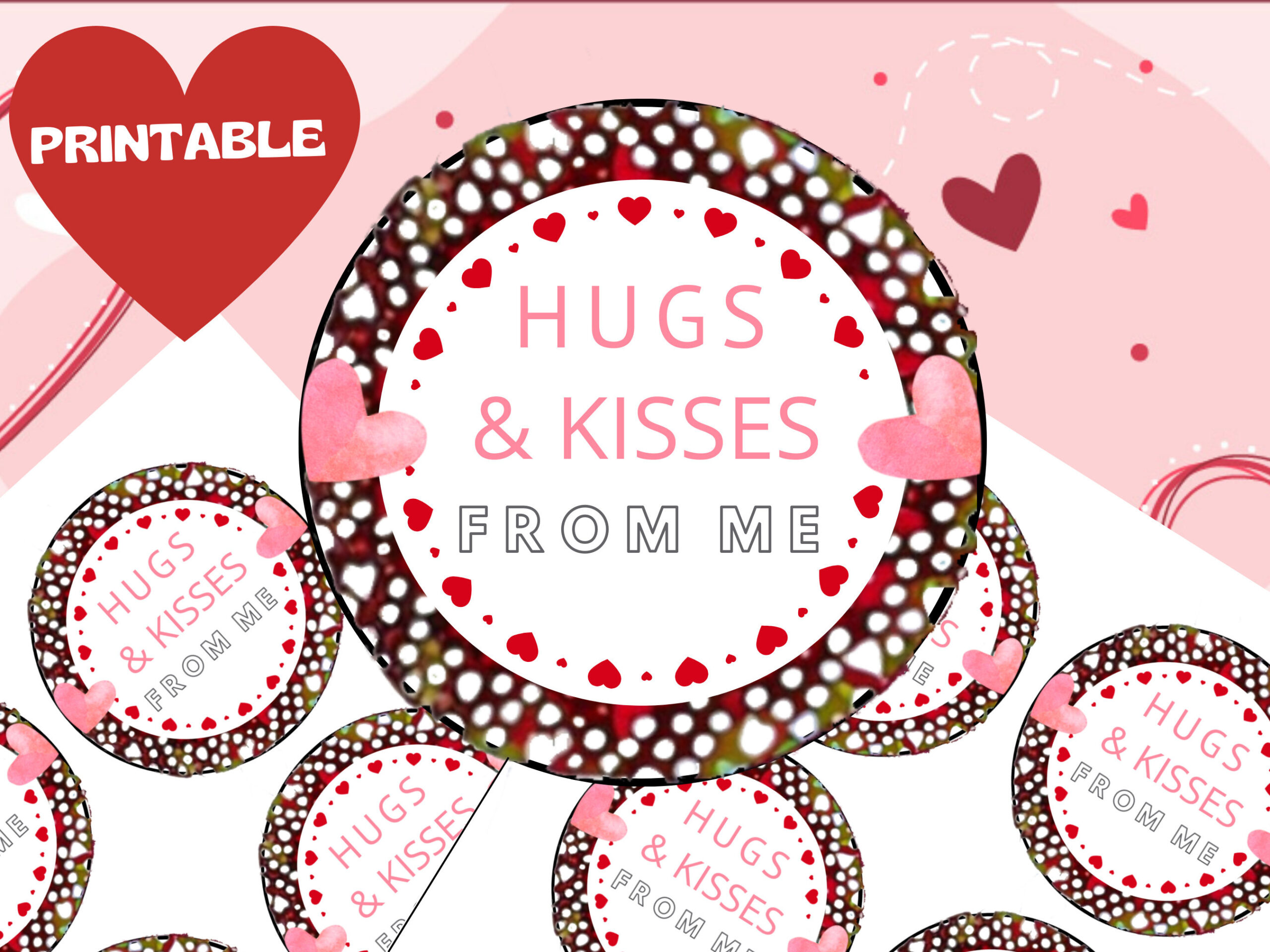 Hugs And Kisses Printable Favor Tag For Valentine&amp;#039;S Day pertaining to Hugs And Kisses Printable Tag