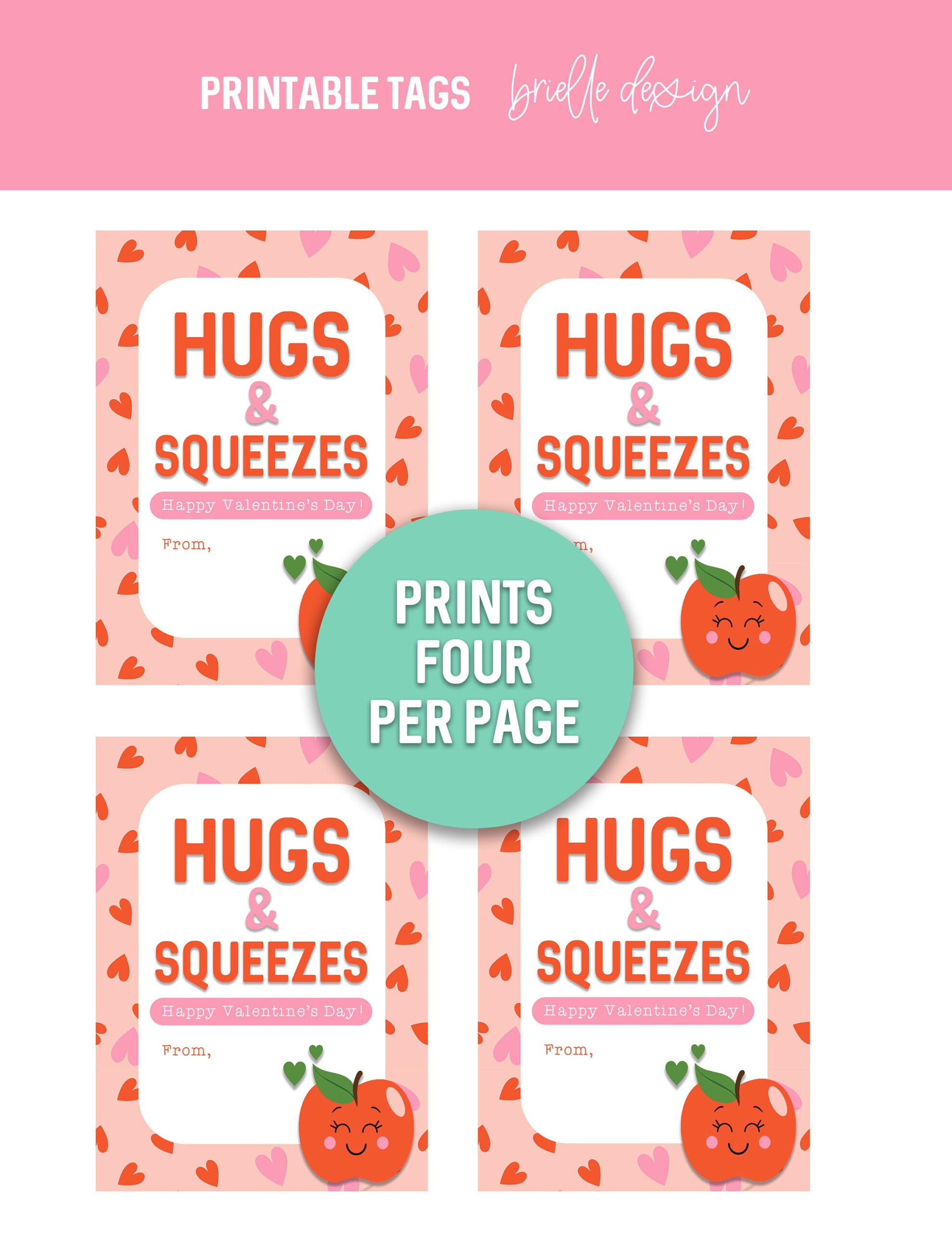 Hugs And Squeezes, Valentine Printable, Valentines Tag, Class throughout Hugs and Squeezes Valentine Printable Free