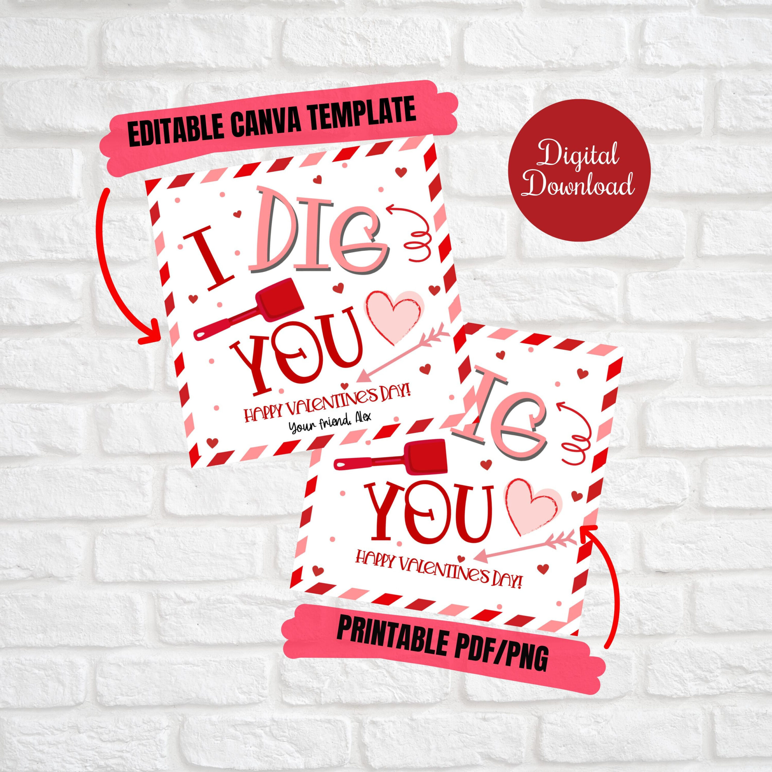 I Dig You Valentine Gift Tags, Printable Editable Valentine throughout I Dig You Valentine Free Printable