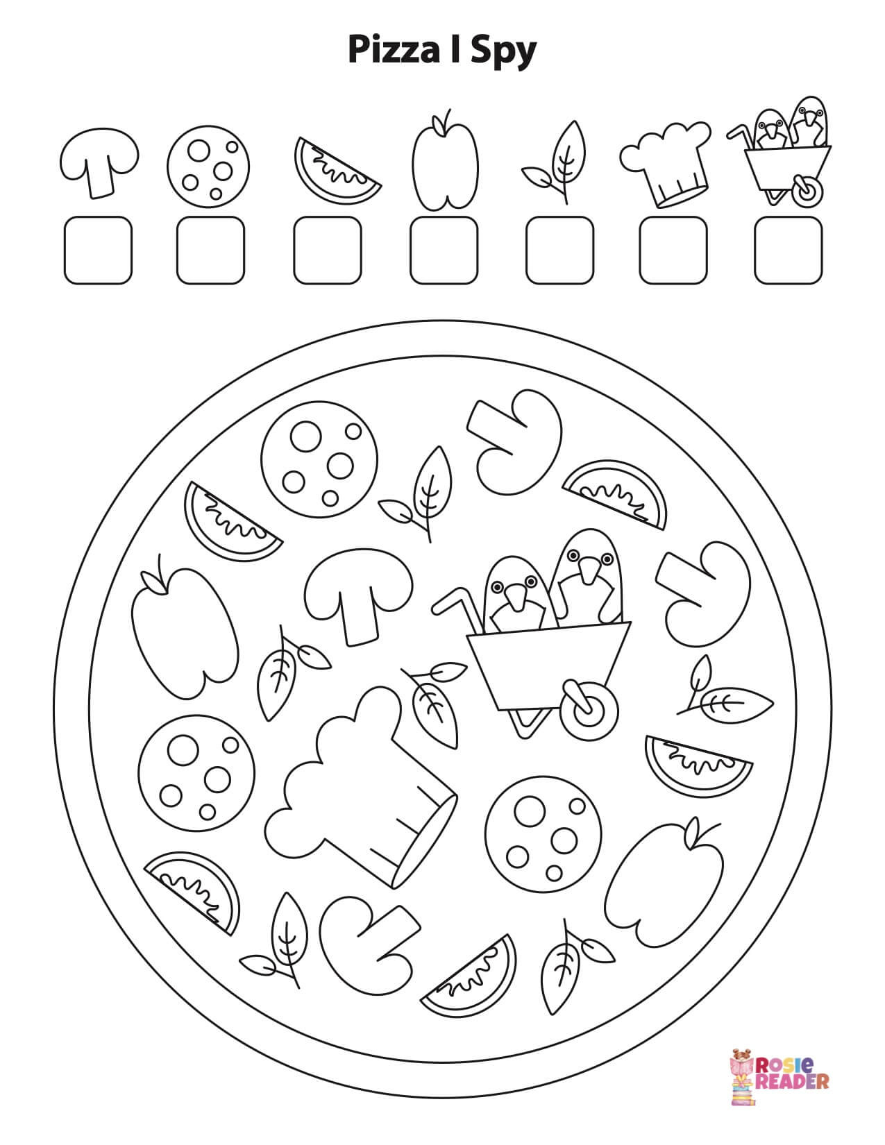 I Spy Printable - Pizza - Reading Adventures For Kids Ages 3 To 5 for I Spy Printables Free