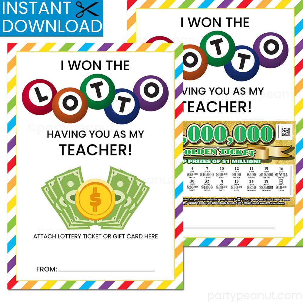 I Won The Lotto Teacher Lottery Ticket Holder - Party Peanut with regard to Lotto Teacher Appreciation Printable Free